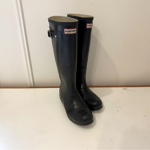 HUNTER original gloss tall black women’s rain boots SIZE 6/EU 37 - Picture 2 of 7